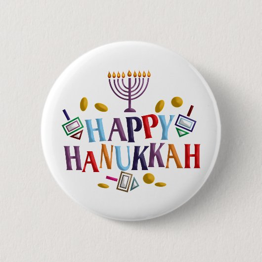 Happy Hanukkah Ronde Button 5,7 Cm (Voorkant)