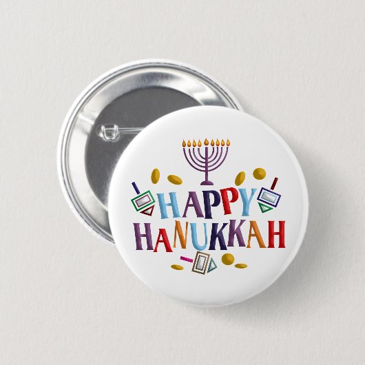 Happy Hanukkah Ronde Button 5,7 Cm (Voorkant /achterkant)