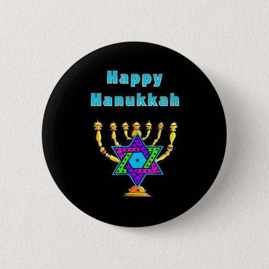 Happy Hanukkah Ronde Button 5,7 Cm (Voorkant)