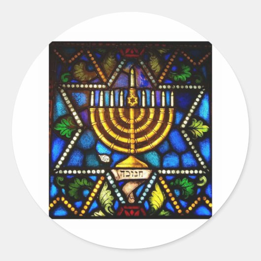 HAPPY HANUKKAH RONDE STICKER (Voorkant)