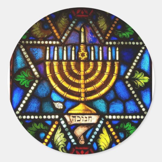 HAPPY HANUKKAH RONDE STICKER (Voorkant)