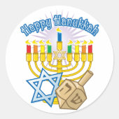 Happy Hanukkah Ronde Sticker (Voorkant)