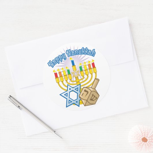 Happy Hanukkah Ronde Sticker (Envelop)