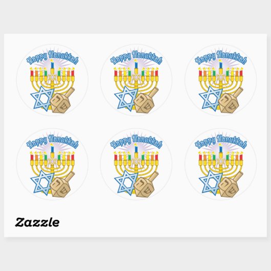 Happy Hanukkah Ronde Sticker (Vel)