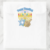 Happy Hanukkah Ronde Sticker (Tas)