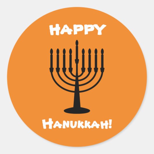 Happy Hanukkah Ronde Sticker (Voorkant)