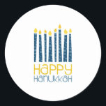 Happy Hanukkah Ronde Sticker<br><div class="desc">Deze Hanoekaarsen zullen je decor perfect maken. Perfect op handdoeken of placemats.</div>