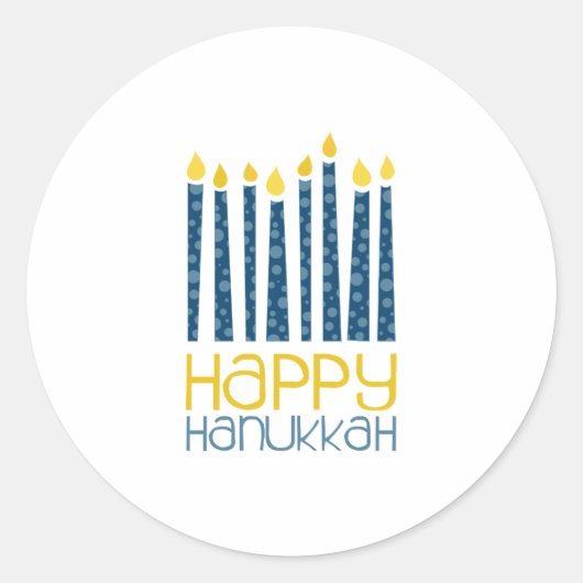 Happy Hanukkah Ronde Sticker (Voorkant)