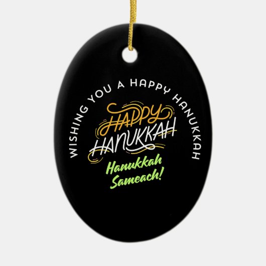 Happy Hanukkah Sameach! Keramisch Ornament (Voorkant)