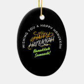 Happy Hanukkah Sameach! Keramisch Ornament (Achterkant)