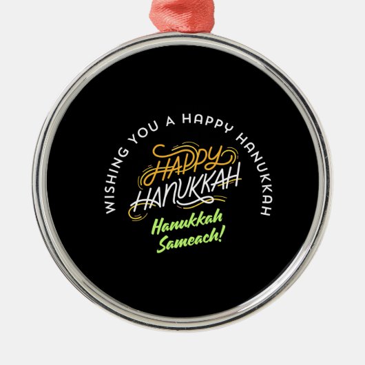 Happy Hanukkah Sameach! Metalen Ornament (Voorkant)