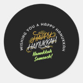 Happy Hanukkah Sameach! Ronde Sticker (Voorkant)