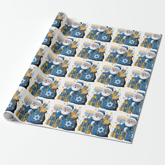 Happy Hanukkah Santa  Cadeaupapier (Uitgerold)