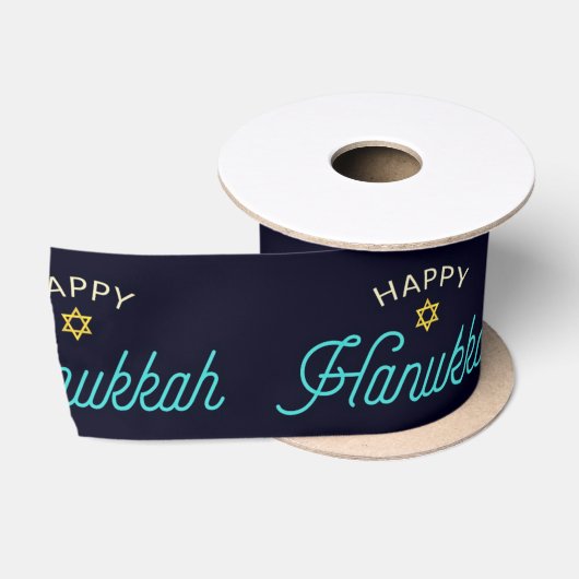 Happy Hanukkah Satin Ribbon Satijnen Lint (Spoel)