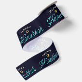 Happy Hanukkah Satin Ribbon Satijnen Lint (Achterkant)