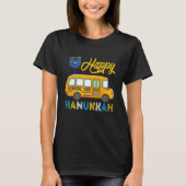 Happy Hanukkah School Bus Carrying Jewish Menorah  T-shirt (Voorkant)