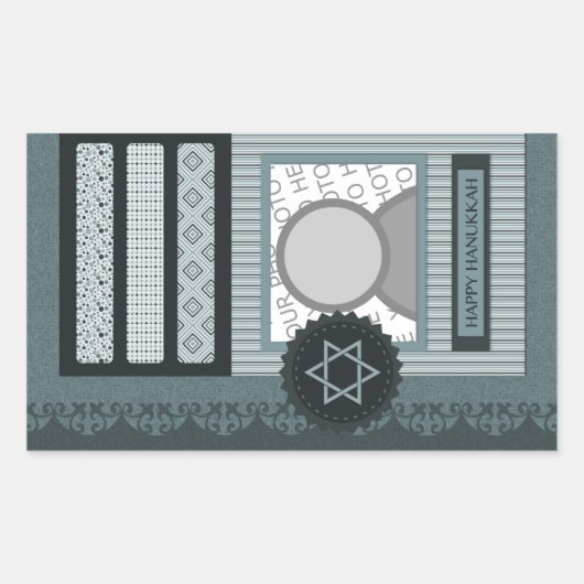 happy hanukkah ( scrapbook ) rechthoekige sticker (Voorkant)