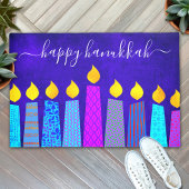 Happy Hanukkah Script Modern Boho Candles op Blue Deurmat