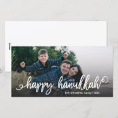 Happy Hanukkah Script Typography Holiday Foto Feestdagenkaart (Voorkant / Achterkant)