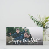 Happy Hanukkah Script Typography Holiday Foto Feestdagenkaart (Staand voorkant)