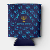 Happy Hanukkah SHALOM ALEICHEM Blue Dreidel Blikjeskoeler (Voorkant)