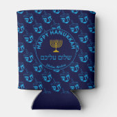 Happy Hanukkah SHALOM ALEICHEM Blue Dreidel Blikjeskoeler (Achterkant)