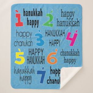 Happy Hanukkah Sherpa Dreidels Blanket/Medium Sherpa Deken