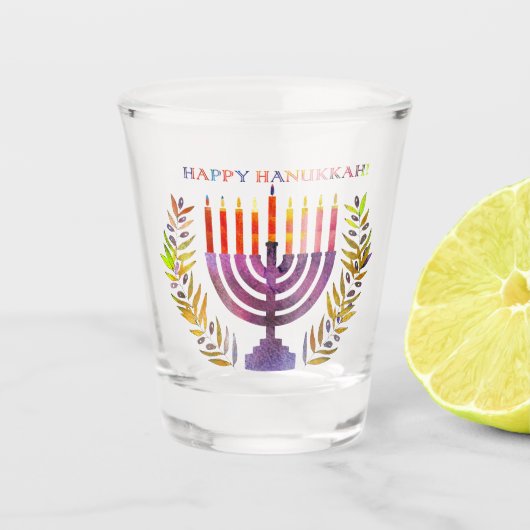 Happy Hanukkah Shot Glass Glas (Voorkant)