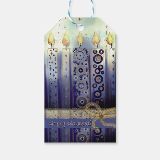 Happy Hanukkah Sierkaarsen Gift Label Cadeaulabel (Voorkant)