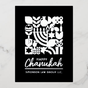 Happy Hanukkah Silver Foil Jewish Greeting Folie Feestdagen Briefkaart