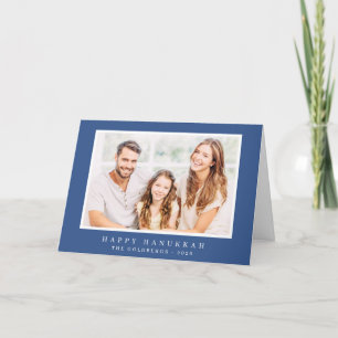 Happy Hanukkah Simple Classic Elegant Family Foto Feestdagen Kaart