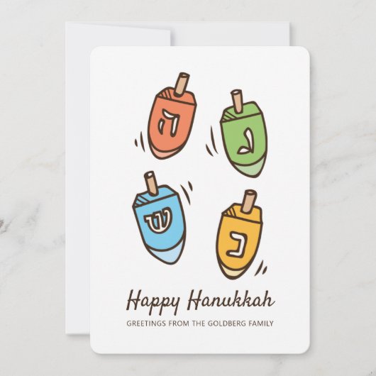 Happy Hanukkah Simple en Modern Dreidel Greeting Feestdagenkaart (Voorkant)