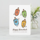 Happy Hanukkah Simple en Modern Dreidel Greeting Feestdagenkaart (Staand voorkant)