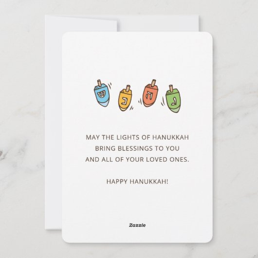 Happy Hanukkah Simple en Modern Dreidel Greeting Feestdagenkaart (Achterkant)