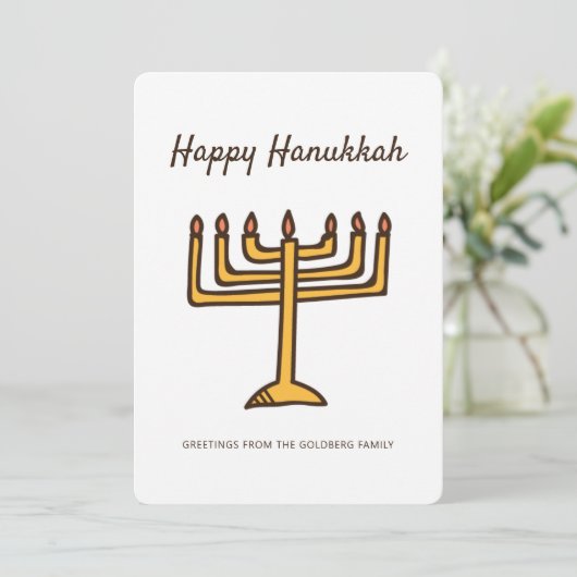 Happy Hanukkah Simple en Modern Menorah Greeting Feestdagenkaart (Staand voorkant)