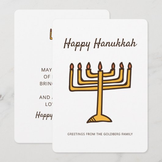 Happy Hanukkah Simple en Modern Menorah Greeting Feestdagenkaart (Voorkant / Achterkant)
