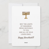 Happy Hanukkah Simple en Modern Menorah Greeting Feestdagenkaart (Achterkant)