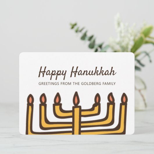 Happy Hanukkah Simple en Modern Menorah Greeting Feestdagenkaart (Staand voorkant)