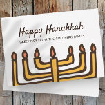 Happy Hanukkah Simple en Modern Menorah Greeting Feestdagenkaart<br><div class="desc">Dit is een eenvoudig,  minimalistisch en modern design van Menorah/kaarsen illustratie.</div>