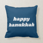 Happy Hanukkah Simple Retro Typography Blue Kussen<br><div class="desc">Happy Hanukkah! Eenvoudig retro typografietekstontwerp in wit en blauw.</div>