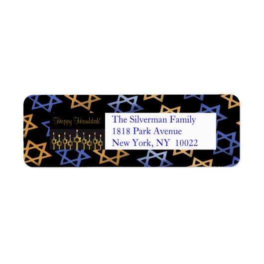 Happy Hanukkah! Sjabloon Retouradreslabel Etiket (Voorkant)