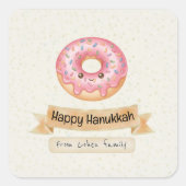 "Happy Hanukkah" Smiling Donut Stickers (Voorkant)
