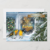 Happy Hanukkah. sneeuwscène met Menorah-Kaart Feestdagenkaart (Voorkant)