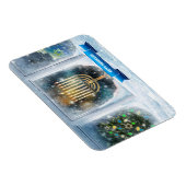 Happy Hanukkah. sneeuwscène met Menorah Magneet (Rechterzijde)