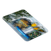 Happy Hanukkah. Sneeuwvensterscène met Menorah Magneet (Rechterzijde)