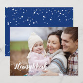 Happy Hanukkah Snow Bubbles Holiday-fotokaart Feestdagenkaart (Voorkant / Achterkant)