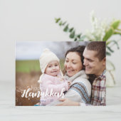 Happy Hanukkah Snow Bubbles Holiday-fotokaart Feestdagenkaart (Staand voorkant)