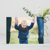 Happy Hanukkah Snow Bubbles Holiday-fotokaart Feestdagenkaart (Staand voorkant)