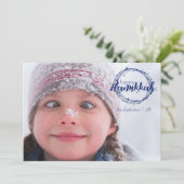 Happy Hanukkah Snow Bubbles Holiday-fotokaart Feestdagenkaart (Staand voorkant)