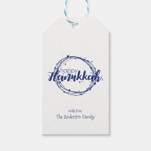 Happy Hanukkah Snow Bubbles Holiday Gift Labels Cadeaulabel